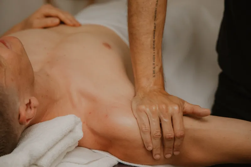 Therapist releasing the chest and shoulder